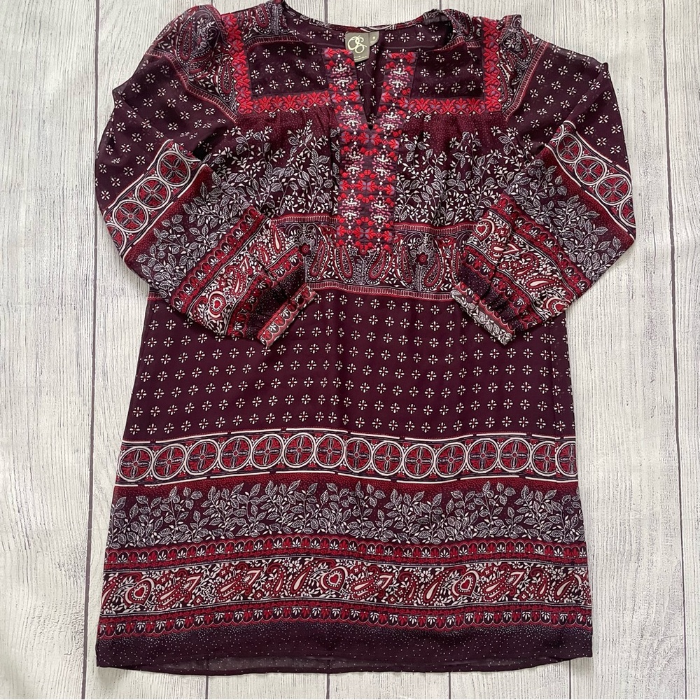 Anthropologie One September Vella Embroidered Paisley Floral Dress Size Small